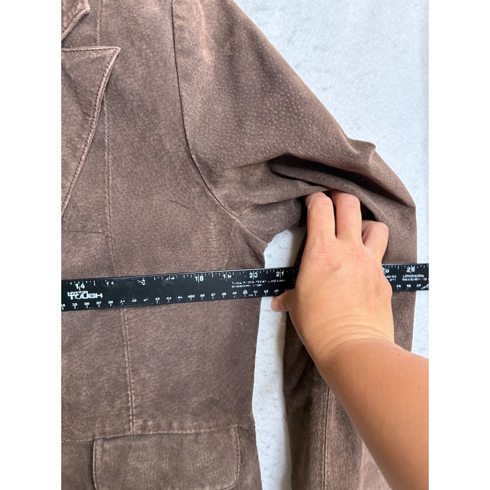 Bagatelle Brown Suede Leather Blazer Jacket Womens Size 10 Two Button Lined - Picture 4 of 9